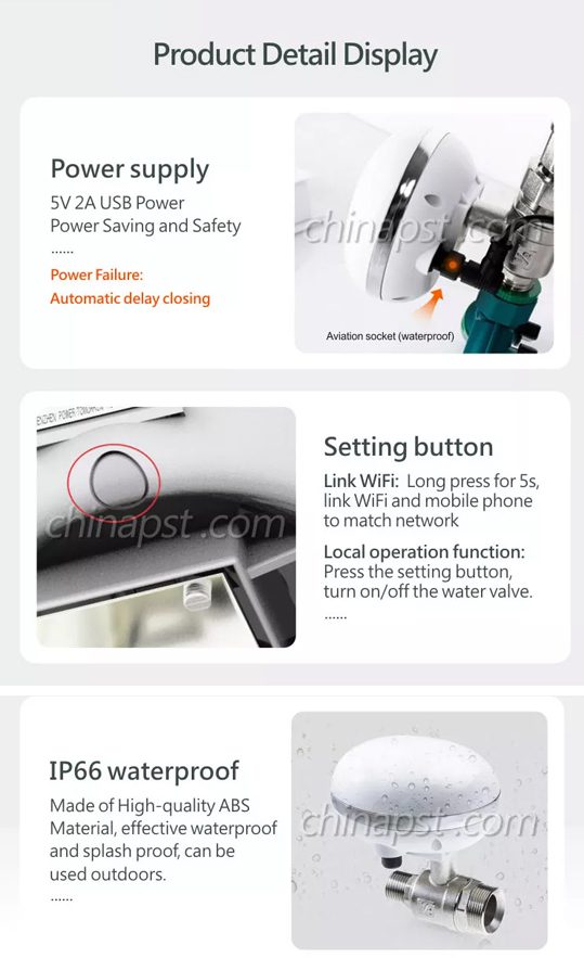 IP66 Waterproof WiFi Tuya Smart Water Valve With 16 Bar Max Pressure Rating PST-QT-03 - Image 9