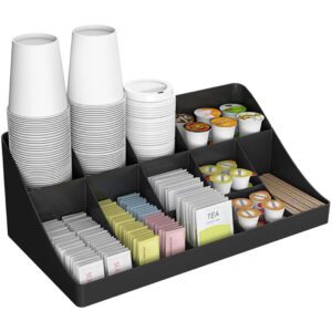 Multifunctional storage rack paper cup holder 11 Compartment Coffee Condiment Organize