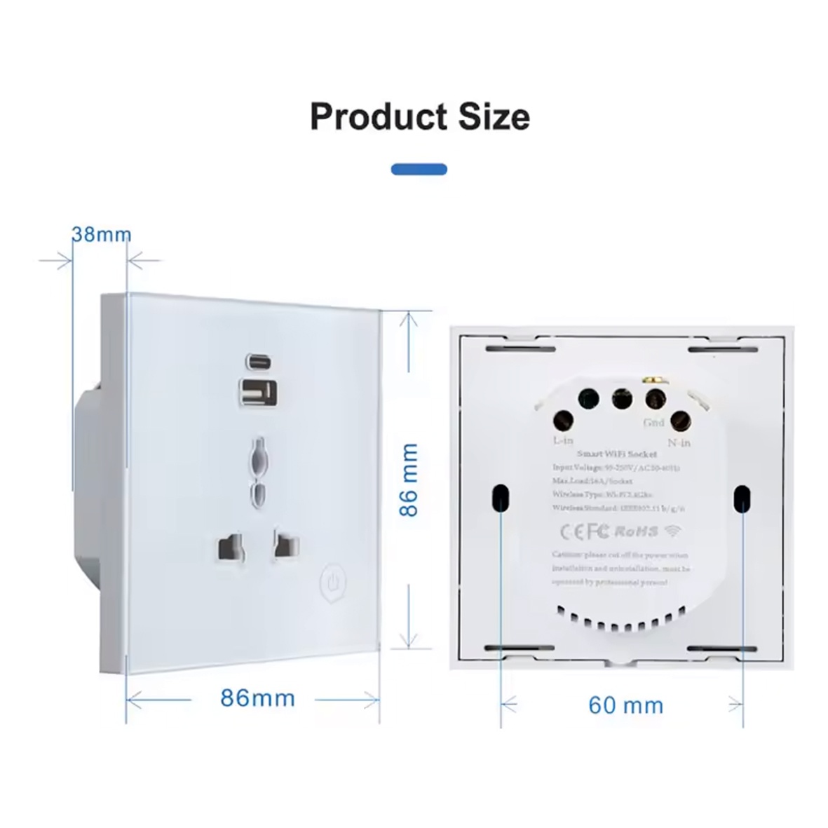 مقبس حائط ذكي يونيفرسال مع 2 يو اس بي - الصورة 6