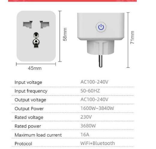 Smart Tuya Universal / Eu Wifi Plug 16A - Image 7