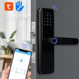 قفل الباب الذكي (البصمة+كلمة سر+كرت+تطبيق الهاتف واي فاي)